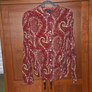 Paisley Red Button-Up Tunic